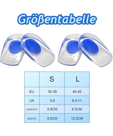 Buy 2 Pairs Heel Spur Inserts Silicone Gel Cushions for Plantar Fasciitis & Achilles Pain (EU 40-45) - Best Heel Protection for Shoes - Buy Online on GoSupps.com