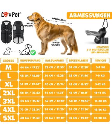 Buy Lovpet 3XL Dog Jacket - Waterproof Winter Coat with Reflectors & D-Ring | Includes 45 Waste Bags & Donor | Perfect for Large Dogs - Buy Online on GoSupps.com