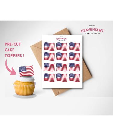 20x Pre-cut USA America US Flags Edible Thick Wafer Card Standing Cupcake Toppers Birthday Party Cake Decorations - Buy Online on GoSupps.com