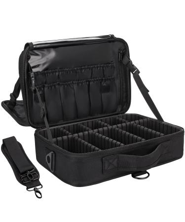 Chomeiu Travel Makeup Case Professional Cosmetic Makeup Bag Organizer Accessories Case Tools Case (Medium Black) B Medium Black