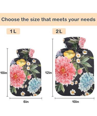 NAANLE 1L Hot Water Bottle with Cover - Watercolor Hydrangeas for Menstrual Cramps Heat & Cold Therapy Transparent Design - Buy Online on GoSupps.com