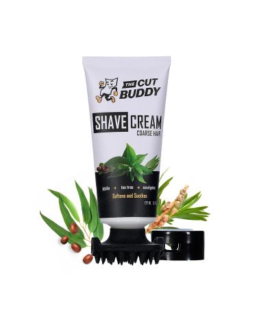 The Cut Buddy | Shave Cream for Coarse Hair | Ingrown Hair & Skin Discomfort Defense with Patented Exfoliator Attachment | Softens and Soothes | As Seen on Shark Tank | 6 Fl Oz
