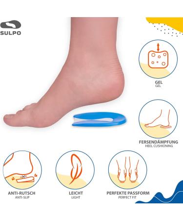 SULPO Gel Heel Cushions - U Shape Pressure Pain Relief for Heel Spurs - 2 Pairs (Size 36-39) | International Shipping - Buy Online on GoSupps.com