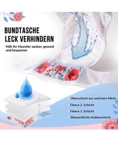 Eyein Washable Dog Diapers for Bitches - 3 Piece Set High-Suction Adjustable Velcro & Button Design Stylish Floral Rock Design Size L (47-65cm) - Perfect for Comfort & Style - Buy Online on GoSupps.com