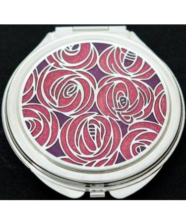 Sea Gems presented by Celtic Glass Designs Compact Mirror in a Mackintosh Roses Design. (Red)