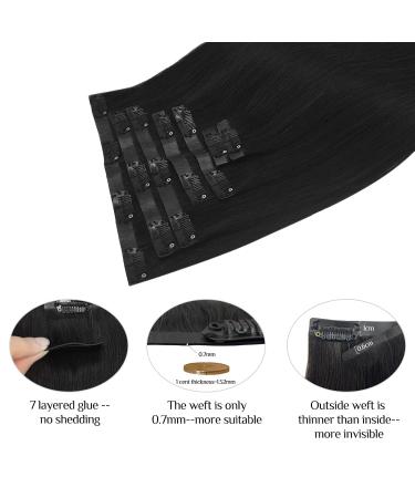 Doores Real Hair Extensions Seamless 45cm Deep Black 110g Clip-In Remy Human Hair Natural Thick & Straight - Buy Online on GoSupps.com