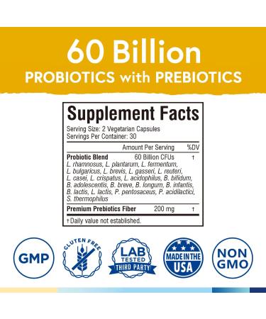Terranics Probiotics 60 Billion CFU 20 Strains - Digestive & Immune Support Supplement for Men & Women - Non-GMO, Shelf Stable, 60 Veg Capsules - Buy Online on GoSupps.com