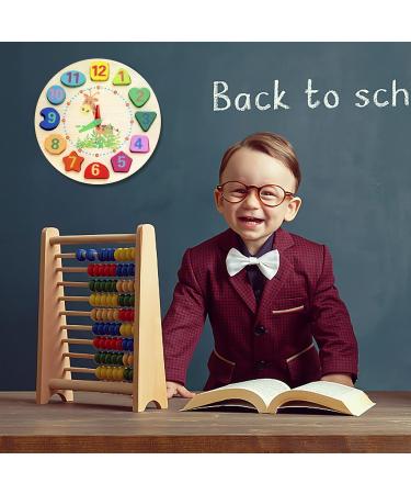 Wooden Learning Clock Toy for Kids - Educational Clock with Rope Numbers & Shapes | Perfect for Children Ages 3+ - Buy Online on GoSupps.com