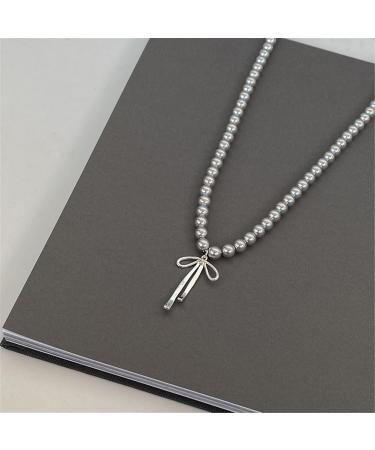 Oralgo's Exquisite Gray Pearl Necklace - Elegant Collarbone Chain with Loop Trailer & Charm Decoration for Women - Premium Copper Jewelry - Buy Online on GoSupps.com