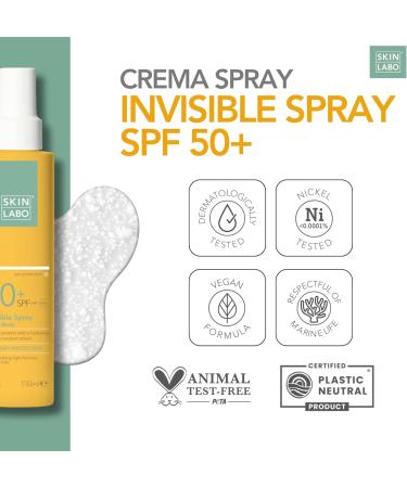 SkinLabo - Invisible Face and Body Spray SPF 50+ Protects against UVA and UVB Rays Prevents Photo-Aging and Erythema Moisturising with Glyceryl Glucoside Celligent - 150 ml - Buy Online on GoSupps.com