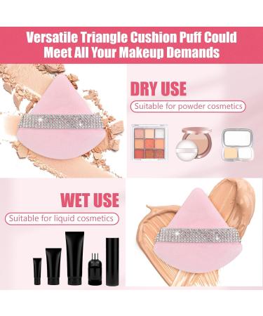 Giesiery 3 Pieces Powder Puff Set - Soft Triangle Velour Makeup Puffs for Loose & Mineral Powder Body Powder Wet Dry Blending - Perfect for Undereye - Peach Pink - Buy Online on GoSupps.com