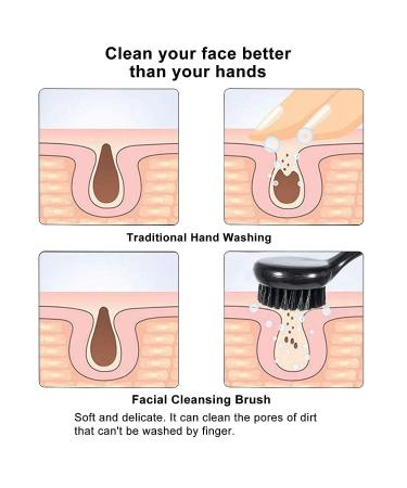 3 Pcs Large Handle Face Scrubber with Charcoal Black Bristles - Gentle Deep Cleansing and Exfoliating - Buy Online on GoSupps.com