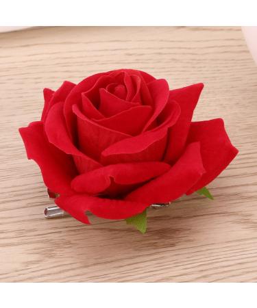 Artificial Large Red Rose Hairpin Clip for Women - Party Hair Accessories - Buy Online on GoSupps.com