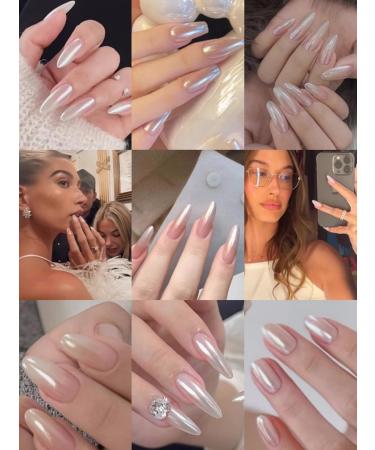 Buy 2Pcs White Chrome Nail Powder - Moonlight Pearl for Stunning Auroral Effect | Gel Nail Glitter Art Design - International Shipping Available - Buy Online on GoSupps.com