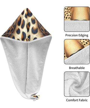 Leopard Face Hair Towel 2 Pack - Super Absorbent Quick Dry Hair Turbans for Women & Girls - Buy Online on GoSupps.com