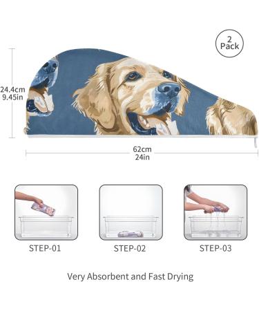 Super Absorbent Labrador & Golden Retriever Dog Hair Towel 2 Pack - Quick Dry Hair Turbans for Women & Girls - Buy Online on GoSupps.com