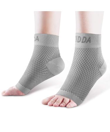 AVIDDA Plantar Fasciitis Socks with Heels Arch Supports Compression Sleeves Ideal for Arthritis Pain Relief and Suitable for Sports Ankle Supports for Men and Women Grey-1-S S Grey Pair