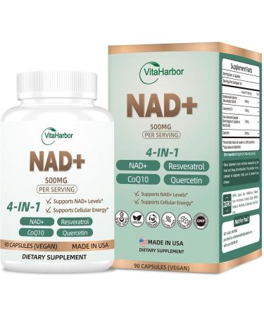 NAD Supplement 500mg Pure Organic NAD+ Supplement for Women & Men NAD+ with Trans-Resveratrol & CoQ10 & Quercetin for Cellular Energy & Healthy Aging NMN Alternative (90 Vegan Caps) - Buy Online on GoSupps.com