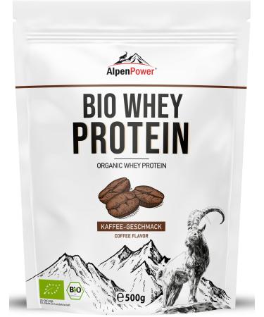 Alpenpower Bio Whey Protein coffee 500 g - 100% natural ingredients & without additives - high -quality CFM protein powder made of best organic alpine milk coffee 500 g (1 Pack) - Buy Online on GoSupps.com