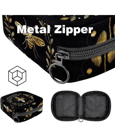 Embroidered Bee Ladies Napkin & Menstrual Pad Storage Bag | Portable Menstrual Cup Pocket with Zipper for Teens & Women - Buy Online on GoSupps.com