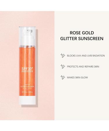 Body Glow Shimmering Gel with SPF 30+ Glitter Effect & Broad Spectrum Protection Lightweight Glow Body Oil Non-Sticky Formula Quick Absorbing for Face & Body Vegan (Rose Gold) - Buy Online on GoSupps.com