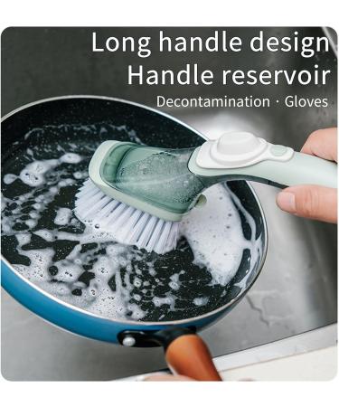 Dish Scrubber with Soap Dispenser Soap Dispenser Scrubbers | Long Handle Dishwashing Clean Brush with Replacement Sponge Head Cleaners Supplies Znet-au Green - Buy Online on GoSupps.com