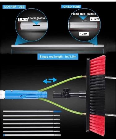 photovoltaic cleaner window cleaning pole 5m-12m Window Cleaning Telescopic Pole Water Fed Extendable Brush Suitable for Cleaner Conservatory Roof Photovoltaic Panel Cleaning Photovoltaic Pa 30cm Brush 8m Pole - Buy Online on GoSupps.com