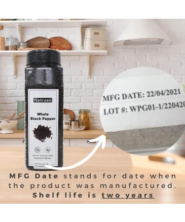 Natruen Whole Black Pepper 18oz - All Natural Non-GMO Vegan Gluten Free - Kosher & Halal Certified 1.125lb Pack - Buy Online on GoSupps.com