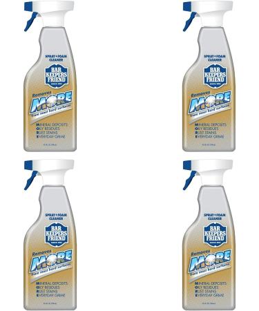 Bar Keepers Friend Trigger Spray + Foam Cleaner 25.4 Oz - 4-Pack | Stainless Steel, Tile, Porcelain, Ceramic, Aluminum, Copper, Brass, Chrome, Glass | 1.58 Pound - Buy Online on GoSupps.com