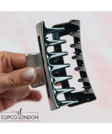 4-Piece Silver Metallic Animal Print Hair Claw Clip Set - Medium to Large Size 8.5cm - Buy Online on GoSupps.com