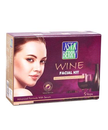 Wine Facial Kit - 5 Steps for Glowing Skin & Wrinkle Removal | Red Grape Aloe Vera & Olive Oil | 270 ml - All Skin Types - Buy Online on GoSupps.com