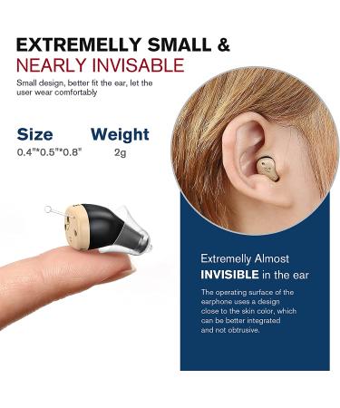 iBstone K18 Rechargeable Mini Hearing Amplifiers - OTC Completely-in-Canal Aids for Comfortable Wear with Masks and Glasses, Black (Pair) - Buy Online on GoSupps.com