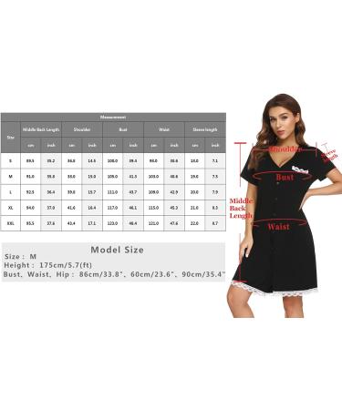 Uniexcosm Maternity Nursing Nightdress - Women's Short Sleeve Nightwear in Soft Wine Red Stripe - Button Down Nightgown for Comfortable Sleep - Maternity Pyjamas Nightshirt - Buy Online on GoSupps.com