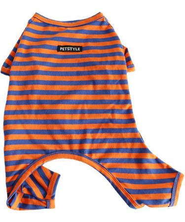 BT BEAR Colorful Striped Dog Pajamas - Soft Cotton Overall Costume for Bulldogs & Small Medium Dogs (XL Blue/Orange) - Buy Online on GoSupps.com