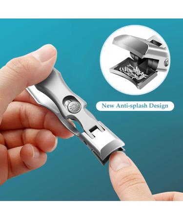 Nail Clippers for Thick Nails Wide Jaw Opening Nail Clippers with Safety Lock for Ingrown Toenail Fingernail Heavy Duty No Splash Toenail Clippersfor Men Women Adult Seniors (Silver) - Buy Online on GoSupps.com