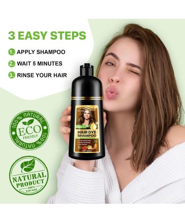  CCKULOOB 3-in-1 Colouring Shampoo with Herbal Extracts Natural Grey Hair Coverage Hair Colour Shampoo for Dry Hair Long Lasting 500 ml (Brown) - Buy Online on GoSupps.com