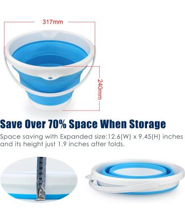 Twilight Garage 10L Collapsible Silicon Plastic Bucket Foldable Tub for Water Fishing Camping Gardening Cleaning Kitchen Car Cleaning Indoor/Outdoor Use(Blue) - Buy Online on GoSupps.com