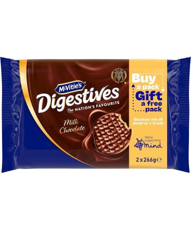 McVitie's Milk Chocolate Digestives Twin Pack 4 x 266g | Suitable for Vegetarians | Baked with 100% Wholegrain | Healty Milk Chocolate Cookies | Great Value | Sold by Essential Products - Buy Online on GoSupps.com