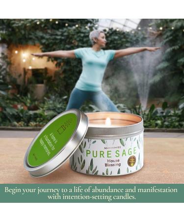 White Sage Smudge Candle for House Blessing and Cleansing - 6 oz Natural Soy Wax with Sage Leaves - Spiritual Meditation & Home Healing - Buy Online on GoSupps.com