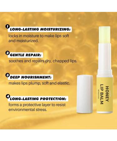 Nourishing Lip Balm Honey Lip Balm Moisturizes for Dry Cracked Lips Lightens Lip Lines Enhances Lip Color Daily Lip Moisturizer - Buy Online on GoSupps.com