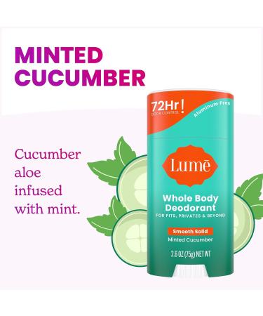 Lume Whole Body Deodorant - Invisible Cream Tube Mini and Solid Stick - 72 Hour Odor Control - Aluminum Free Baking Soda Free Skin Safe - 0.5 Oz Mini Tube + 2.6 Oz Solid Stick (Minted Cucumber) - Buy Online on GoSupps.com