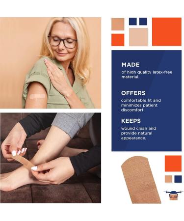 EZGOODZ Adhesive Bandages - Pack of 100 Sterile Fabric Wound Protection Individually Wrapped & Easy to Apply - Buy Online on GoSupps.com