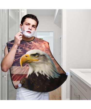 American Flag Firework Eagle Shaving Bib - Waterproof US Flag Beard Apron | Perfect Gifts for Dad | One Size Fits All - Buy Online on GoSupps.com