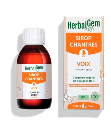 HERBALGEM - Sirop Des Chantres - clat Voix - Pour Les Cordes Vocales - Enrichi Aux Bourgeons - Recette Traditionnelle - Certifi Bio - 250 ml
