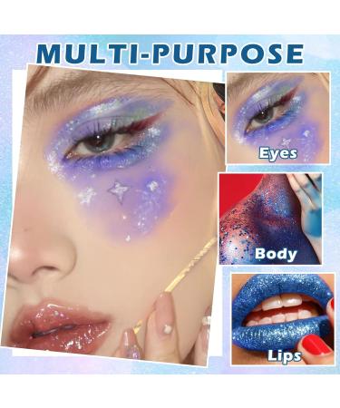 AIUEO Blue Body Glitter Stick | Holographic Mermaid Makeup & Halloween Face Paint | Chunky Glitter Sequin Stick - Buy Online on GoSupps.com
