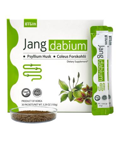 BTGIN Jangdabium Psyllium Husk Fiber Granules with Coleus Forskohlii & 10 Botanicals - Natural Supplement for Digestive Health Detox & Weight Management - Expands 40x for Fullness - 30 Packets