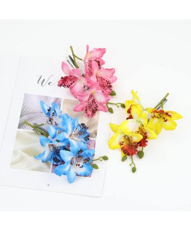8 Pack Artificial Orchid Flower Hair Clips - Tropical Floral Barrettes for Women - Wedding Bridal Hair Accessories - Buy Online on GoSupps.com