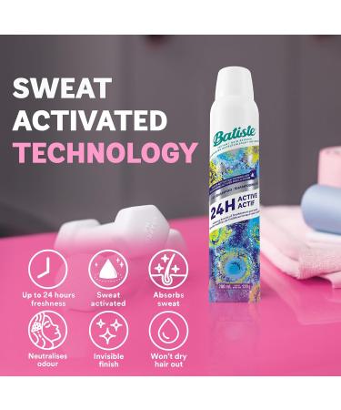 Batiste Sweat Activated Dry Shampoo Neutralizes Odor for Up to 24 Hours & Prevents Sweat Buildup in Hair Waterless Shampoo 200ml 24HR Active 200 ml (Pack of 1) - Buy Online on GoSupps.com