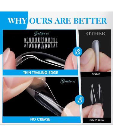 Gelike EC Nail Tips & Glue Kit - 240Pcs Almond & Square Tips, DIY Fast Nail Extension with UV LED Lamp - Buy Online on GoSupps.com