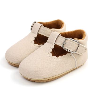 RVROVIC Baby Girl Princess Mary Jane Moccasins | Soft Sole Crib Shoes 12-18 Months | Toddler Dress Shoes (A1 Beige) - Buy Online on GoSupps.com
